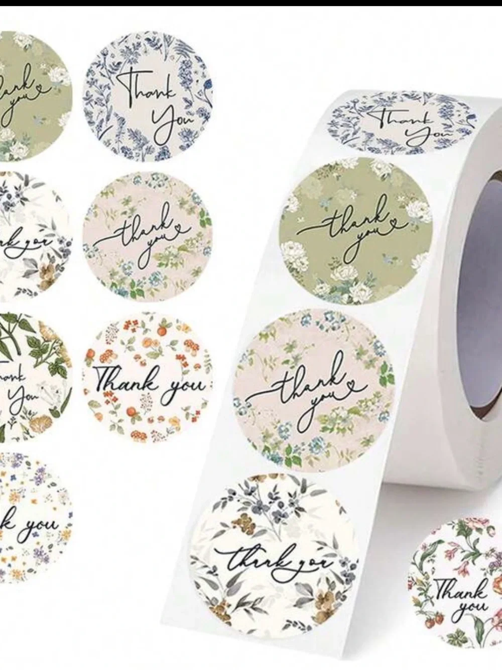 Thank You Floral Round Sticker Labels-500 count! - Assorted Pastel Colors